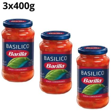 Imagem de Kit 3 molho de tomate basilico com manjericão barilla 400g  italiano t