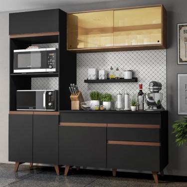 Imagem de Cozinha Completa Reims com Armário e Balcão Preto Madesa