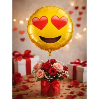 Imagem de Balão Emoji Coração Metalizado 45cm Festa Decoração Enfeite - Crgfesta