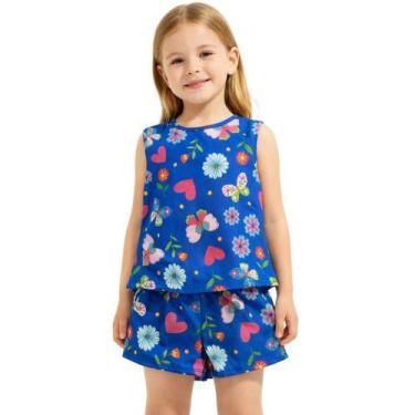 Imagem de Conjunto Infantil de Verão Menina Estampado Moda Bloguerinha(Rosa,P (2