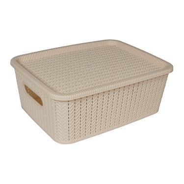 Imagem de Caixa Organizadora 12,5 Litros Tipo Rattan São Bernardo Bege