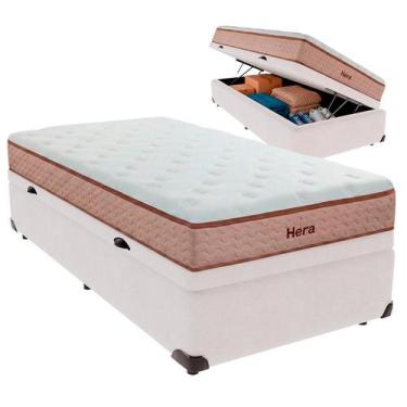 Imagem de Cama Box Baú Solteiro e Colchão Hera Molas Ensacadas Colchobel Branco