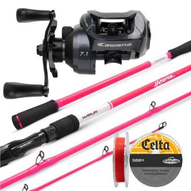 Imagem de Vara de Pesca Rosa 60lb Carretilha Cordova BG Linha Soft Lado:DireitoC