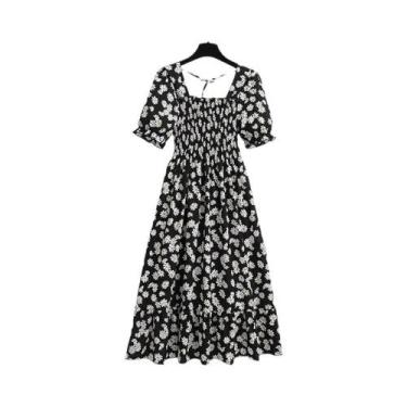 Imagem de Vestido Casual Feminino De Verão E Primavera Com Cintura Elástica Em C