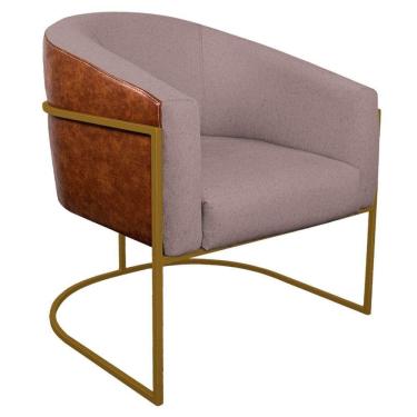 Imagem de Poltrona Luiza Base De Ferro Douradoano Nozes E Linho Rosê