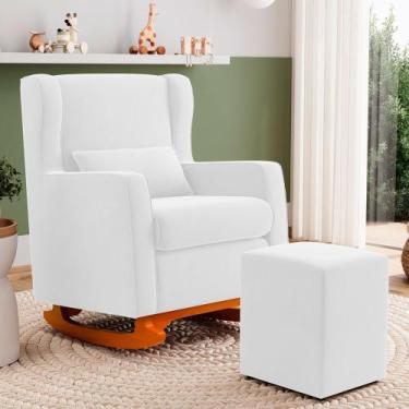 Imagem de Poltrona Decorativa Sala de Estar Zoe com Base Balanço e Puff Sintétic