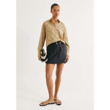 Imagem de Shorts Saia Reto Cintura Alta - Preto 040 - Hering Adulto, 040