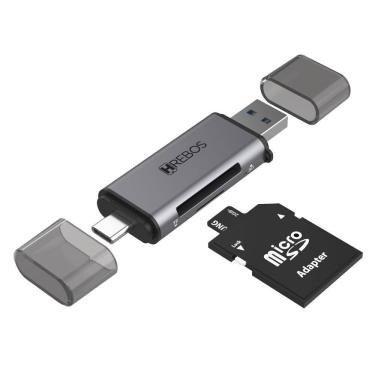 Imagem de Leitor De Cartão Sd E Micro Sd Hrebos If-230 Usb 2.0 Cinza