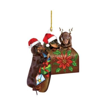 Imagem de Enfeites De Natal Em Forma De Cão Dachshund, Pendurados Para Decoração