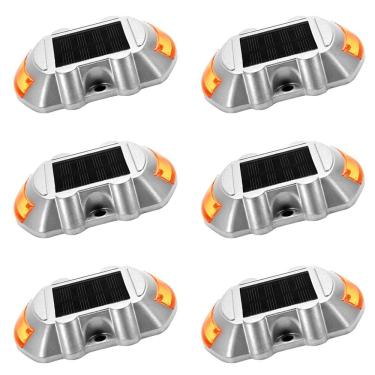 Imagem de Tacha Solar Sinalizador Viario Olho de Gato Kit 6 Uni Sinalizacao Estrada Obra Rodovia Rua Obra Iluminacao Pavimentacao 