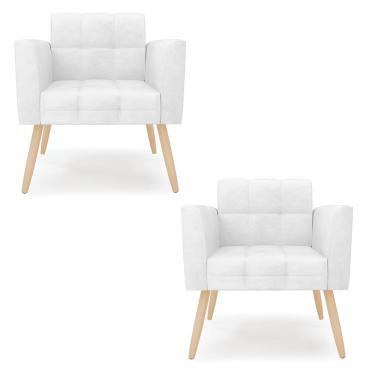 Imagem de Poltrona Elisa Corano Assento Encosto e Braços com Espuma D-23 Branco Natural D Rossi