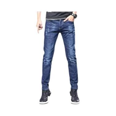Imagem de Calças Jeans Masculinas Estilosas Para Negócios E Casual, Pretas E Azu