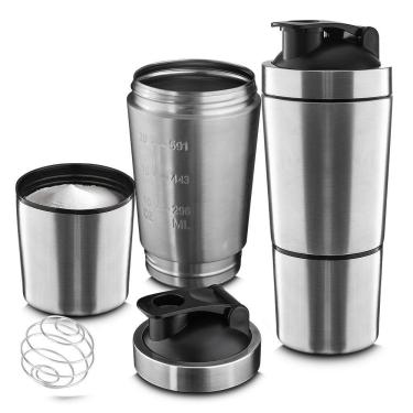 Imagem de Garrafa Coqueteleira Shake Gym Tpc para Proteínas com Copo Adicional 200ML e Mola de Mi...