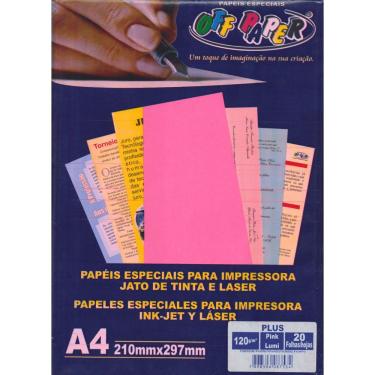 Imagem de Papel A4 Off Paper Plus 120G para Impressão Profissional Formato 210X297MM 20 Folhas Pink