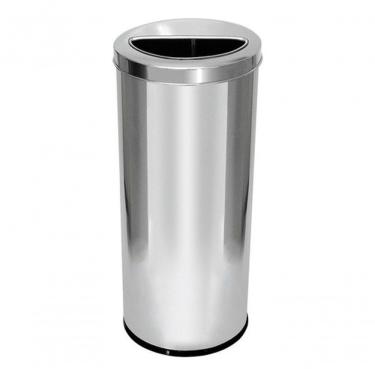 Imagem de Lixeira em Aço Inox 50 Litros com Aro Meia Lua 50L Abertura Manual com Bandeja Interna Inox Higipack
