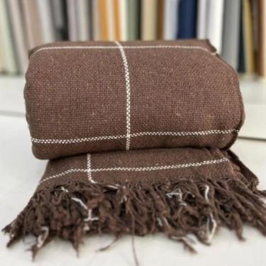 Imagem de Kit 2 Manta para Sofá Grande 2 e 3 Lugares 240x180CM 100% Algodão Artesanal Marrom com...