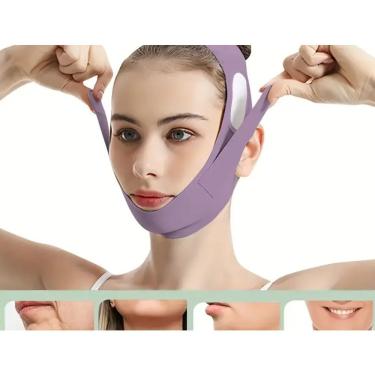 Imagem de Máscara Facial Mascara Efeito Lift Reduz Papada Ruga Gordura Cinta Queixo Duplo Ajustável Emagrece Rosto Maxilar OEM