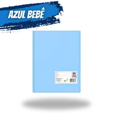 Imagem de Pasta Catálogo Organizadora A4 OEM com Visor 50 Plásticos Internos Tamanho A4 para Documentos Resistente à Água Azul