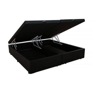 Imagem de Base Box Baú Casal Bipartido Preto Suede 138x188