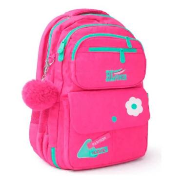 Imagem de Mochila Escolar Infantil 29L Feminina com 5 Bolsos e Divisórias Intern