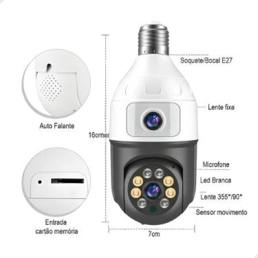 Imagem de Câmera Segurança Wifi Dupla Lentes Lâmpada Visão Noturna 360 HAIXIA - 