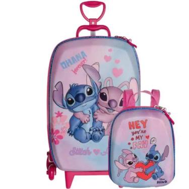 Imagem de Kit mochila diplomata maxtoy 3d stitch e angel com lancheira
