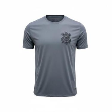 Imagem de Camisa Corinthians Brasão Bordado Licenciado Coimbra Cinza, Cinza, P