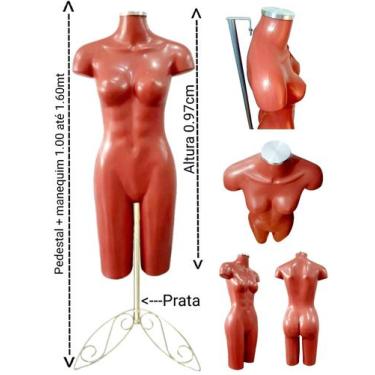 Imagem de Manequim feminino (meio corpo definido n.38) Rose com tampa prata + pe