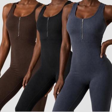 Imagem de Macacão Fitnss Feminino Calça Poliamida Liso Esportivo - Luau Brasil, 