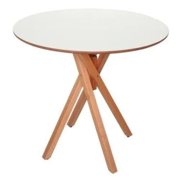 Imagem de Mesa de Madeira Redonda D70cm - PIzarro Móveis, Branco