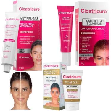Imagem de Kit Cicatricure Creme Facial Antirugas Protetor Solar Facial FPS50 Toq
