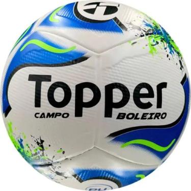 Imagem de Bola Futebol Campo Topper Boleiro Oficial, Branco preto, Azul
