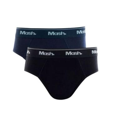 Imagem de Kit com 2 Cuecas infantil para meninos em algodão slip Mash, M, Preto,