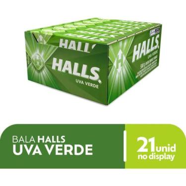 Imagem de Bala Halls Uva Verde Caixa Com 21 Unidades De 28g