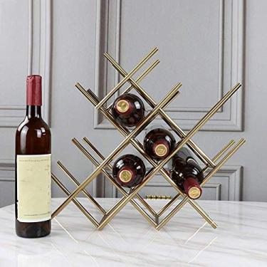 Imagem de Pkfinrd Estante de vinho criativo de metal nórdico para decoração de vinho criativa para casa, sala de estar, hotel, armário de vinho, 40 x 37 cm