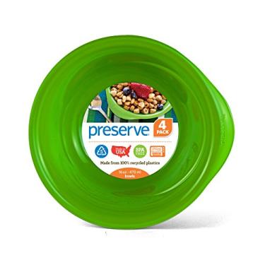 Imagem de Preserve Tigelas de plástico reciclado Everyday 473 ml, conjunto de 4, verde maçã