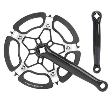 Imagem de 01 Pedaleira de bicicleta de velocidade única, forte e durável de liga de alumínio com roda de corrente única para bicicleta (preto)