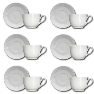 Imagem de Conjunto de Xícaras para Chá Germer Diamante em Porcelana 240 ml – 6 Peças