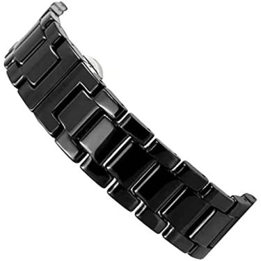 Imagem de JWCN Pulseira de reposição, pulseira de cerâmica para relógio 20 mm 22 mm pulseira para relógio preto branco, preto, 18 mm, atualizado