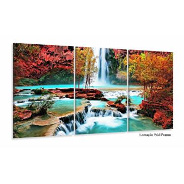 Imagem de Quadro Decorativo Cachoeira Azul 120x60 em tecido