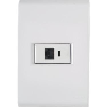 Imagem de Conj 4x2 1 Tomada Telefone Rj11 Tramontina Liz Branco