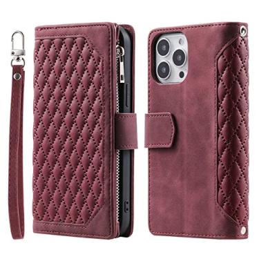 Imagem de Capa de telefone de couro com alça longa para iPhone 12 11 13 Pro Max X XS XR 8 7 Plus SE 2022 Zipper Carteira Titular Capa, Vermelho, para iPhone 7Plus 8Plus