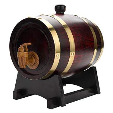 Imagem de Barril de carvalho, barril de carvalho de 1,5/3/5/10 litros Barril de vinho de madeira de carvalho vintage para cerveja Whiskey Rum Port (1,5L)