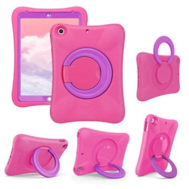 Imagem de NLR FUN Pepkoo Capa infantil EVA para iPad | Suporte estável multidirecional | Compatível com iPad de 10,2 polegadas 2021/2020/2019 (9ª/8ª/7ª geração) (rosa + roxo)