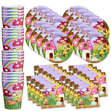 Imagem de Fairy Garden Birthday Party Supplies Set Plates Napkins Cups Tableware Kit for 16