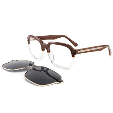Imagem de Óculos de Sol Quadrado Masculino Feminino Óptico de Acetato Polarizado em Massa Óculos de Sol UV400 Óculos com Clip Magnético, C3, Z