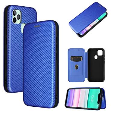 Imagem de HONGYAN Capa de telefone Para oukitel c22 textura de fibra de carbono horizontal flip tpu + pc + pu PU Case com slot de cartão Capa protetora