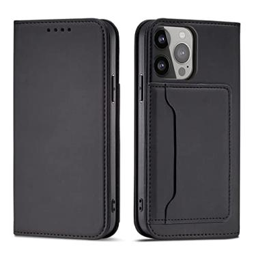 Imagem de Capa flip para Samsung Galaxy S22/S22plus/S22ultra, couro PU feminino masculino para porta-cartão de crédito carteira dobrável fecho magnético protetor com suporte, preto, S22 6.1