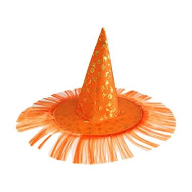 Imagem de Tingpai Chapéu de bruxa de dia das bruxas assustador chapéu de aba larga pontiagudo presente de dia das bruxas pa homens mulheres crianças fan a cosplay festa festa deco ção