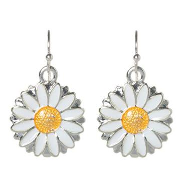 Imagem de Coruja artesanal - brincos de margarida branca e amarela